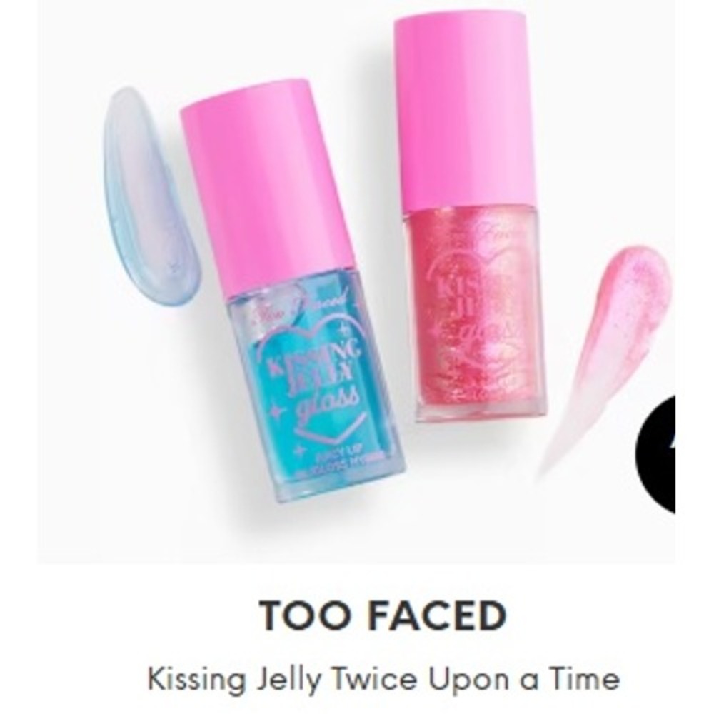 Too Faced Kissing Jelly Twice‎ Upon A Time Lip Oil Gloss Duo Bubblegum Blue Snow